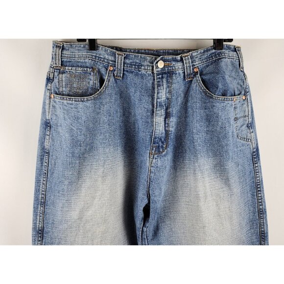 Vintage DEF JAM Univ Jeans Mens 38x34 Blue Denim Baggy Loose Hip Hop Skate Y2K - Picture 2 of 10